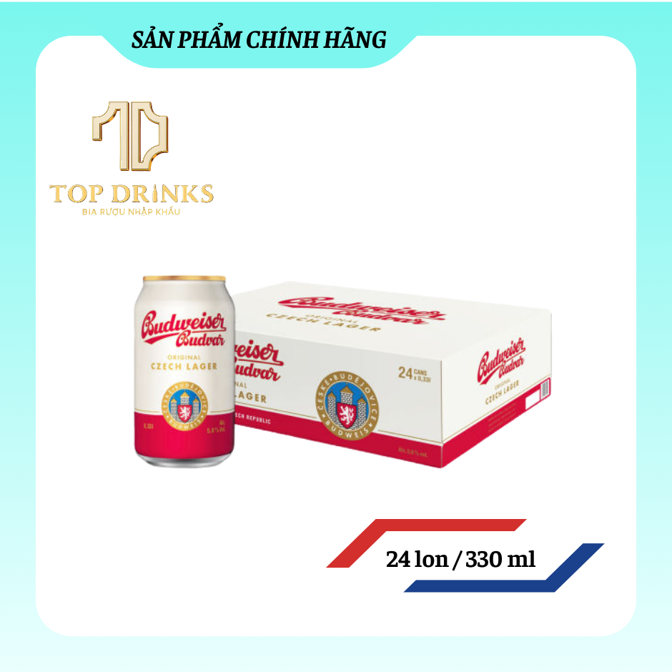 Bia Budweiser Budvar 330ml – Thùng 24 Lon